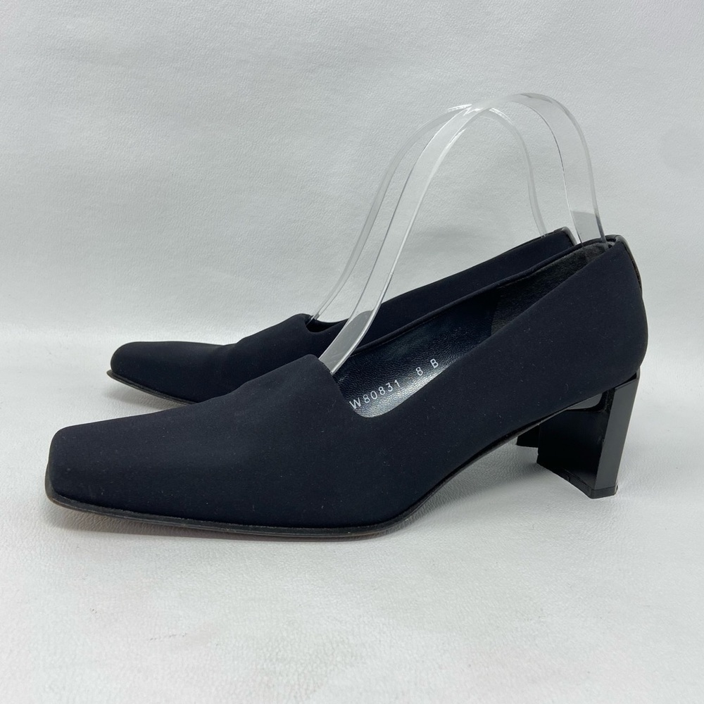 Stuart Weitzman Pumps Black Fabric, Block Heel, Women’s Sz 8B